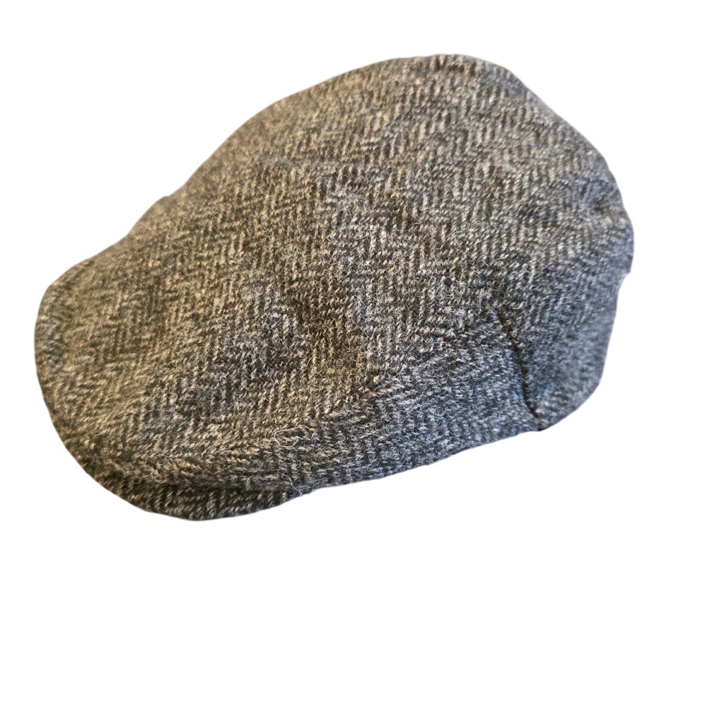 Biddy Murphy Irish Tweed Flat Cap John Hanly Pure New Wool Grey Herringbone S 56